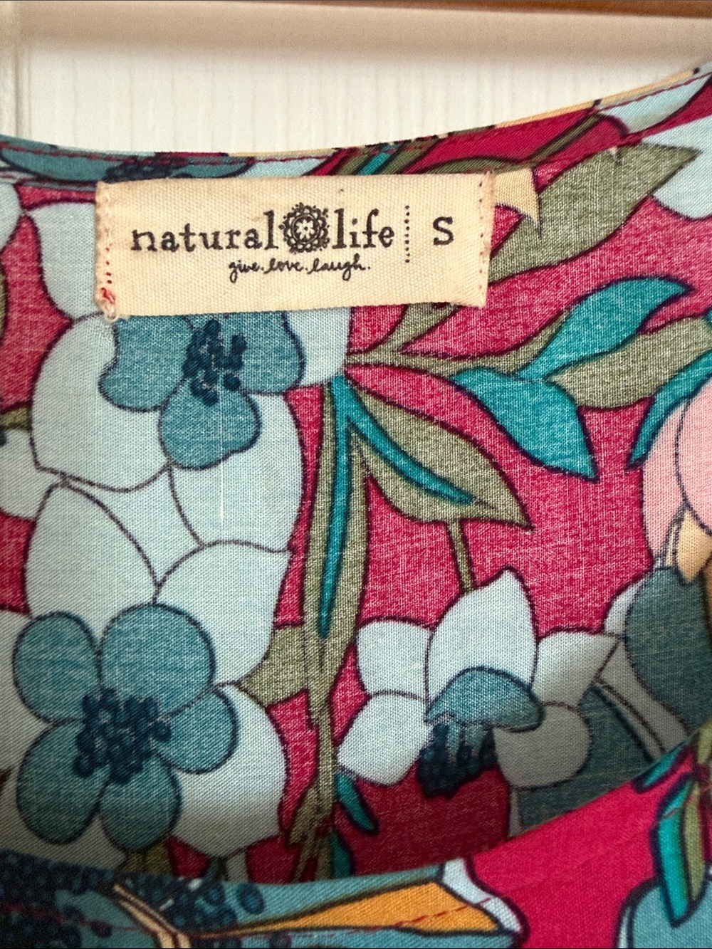 Natural Life Collette Tiered Blue Red Floral Boho Maxi Dress size S - Picture 4 of 6